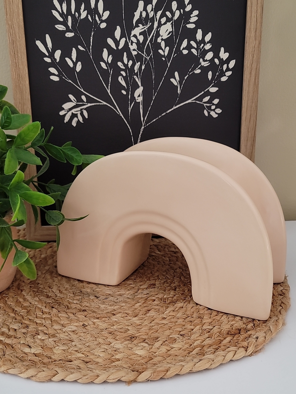 Bath & Body Works Matte Beige Ceramic Rainbow Planter Vase